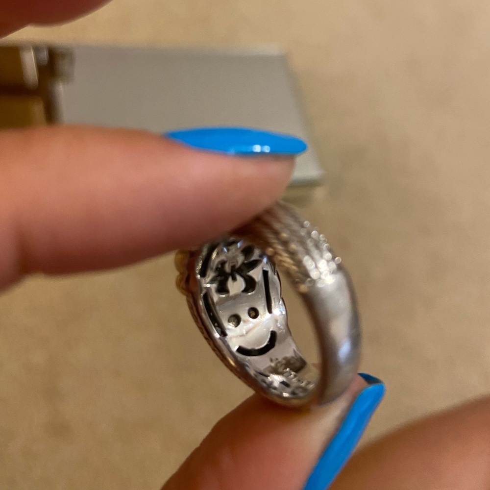 Judith Ripka designer two tone ring - Picture 2 of 6